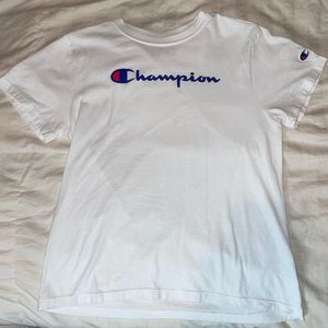 Champion Class T-shirt, Script Logo, White, Medium
